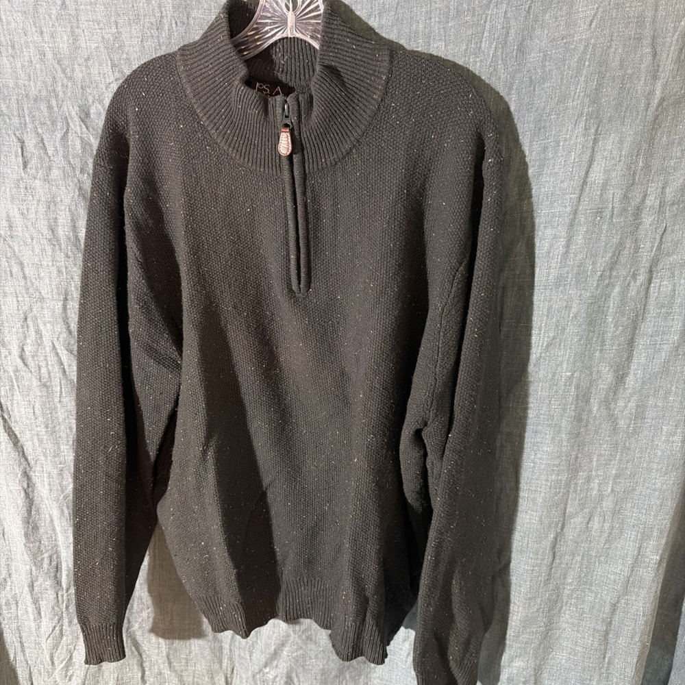 Jos. A. Bank Mens Large Lambswool Donegal Quarter Zip Sweater  Green Knit